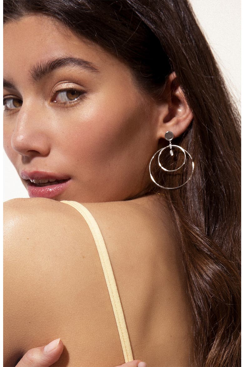 Bella Vita Diamond Hoops |  6 natural diamonds | 925 Sterling Silver | Earrings | Pin | White Rhodium, Alternate, color, White Rhodium