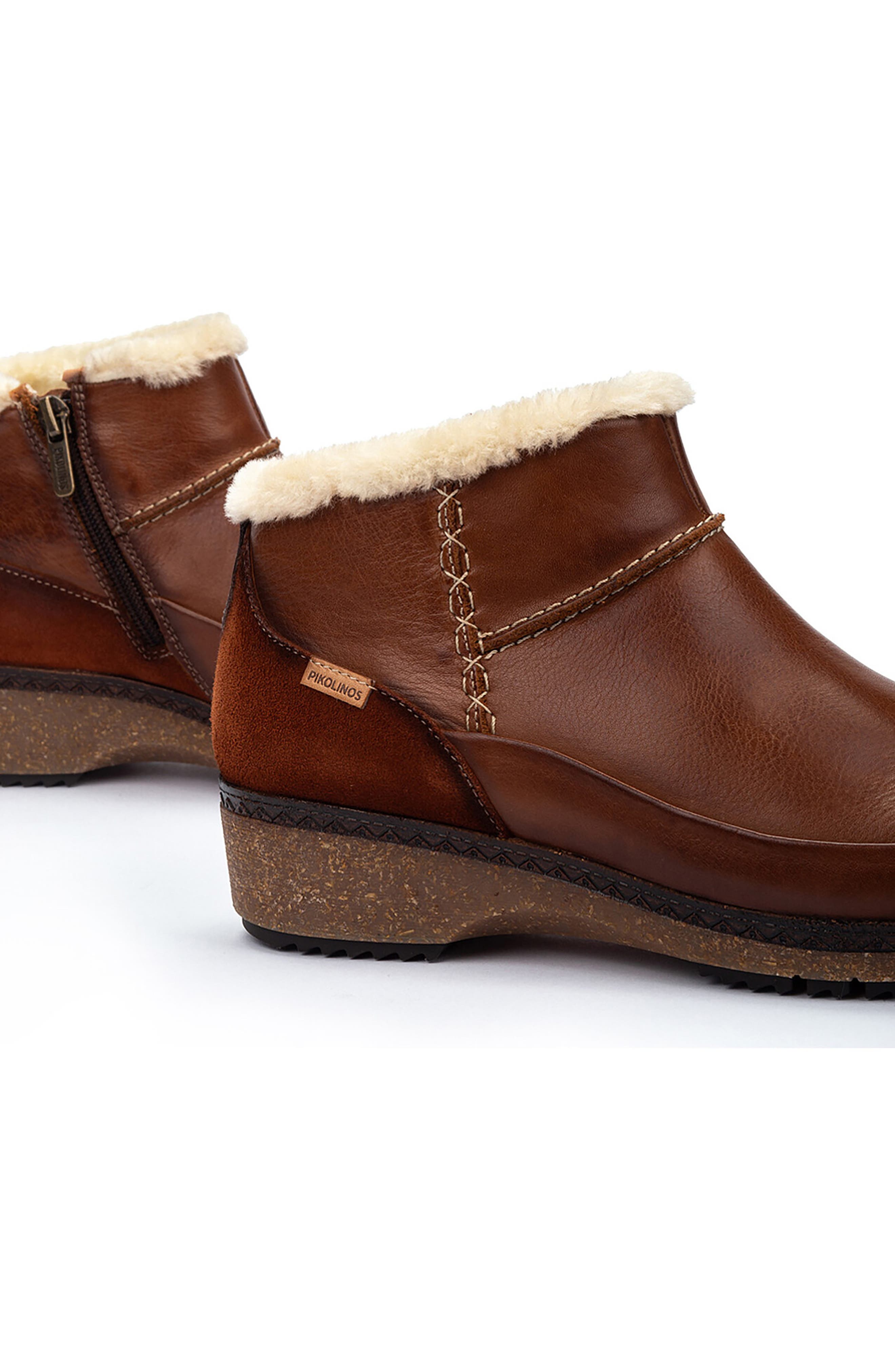 PIKOLINOS Granada Faux Fur Bootie, Alternate, color, Cuero