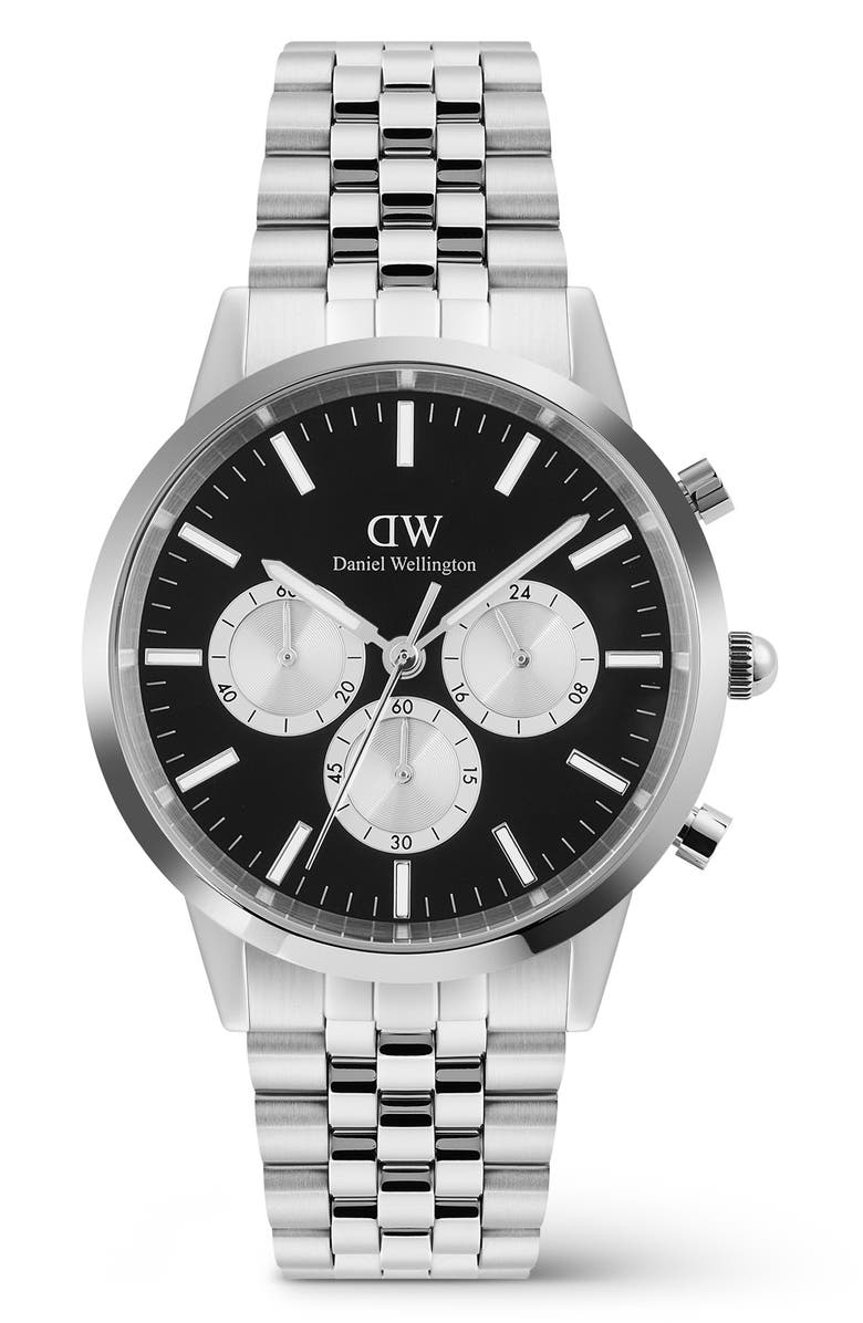 Daniel Wellington Iconic Chronograph Bracelet Watch, 42mm, Main, color, Silver