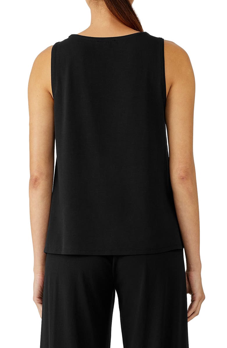 Eileen Fisher Jewel Neck Jersey Tank, Alternate, color, Black
