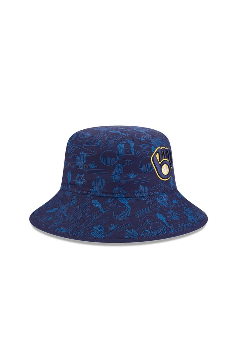 New Era Youth New Era  Navy Milwaukee Brewers 2025 Spring Training All Over Print Bucket Hat, Alternate, color, 