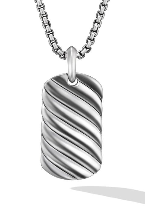Sculpted Cable Tag in Sterling Silver, 35mm