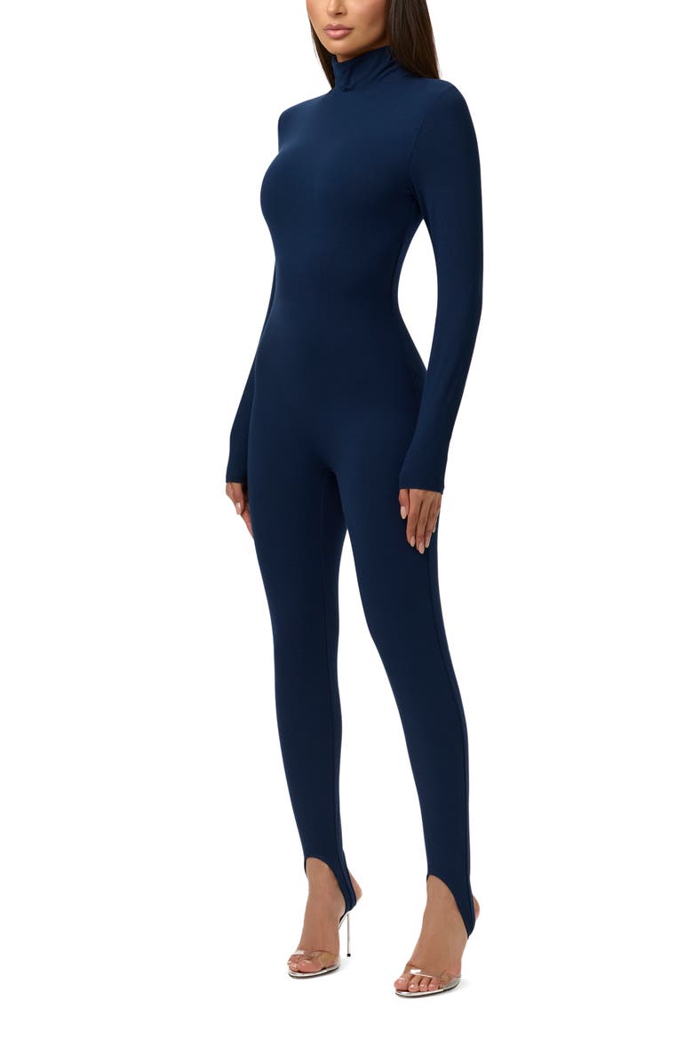 Butter Long Sleeve Stirrup Jumpsuit, Alternate, color, NAVY BLUE