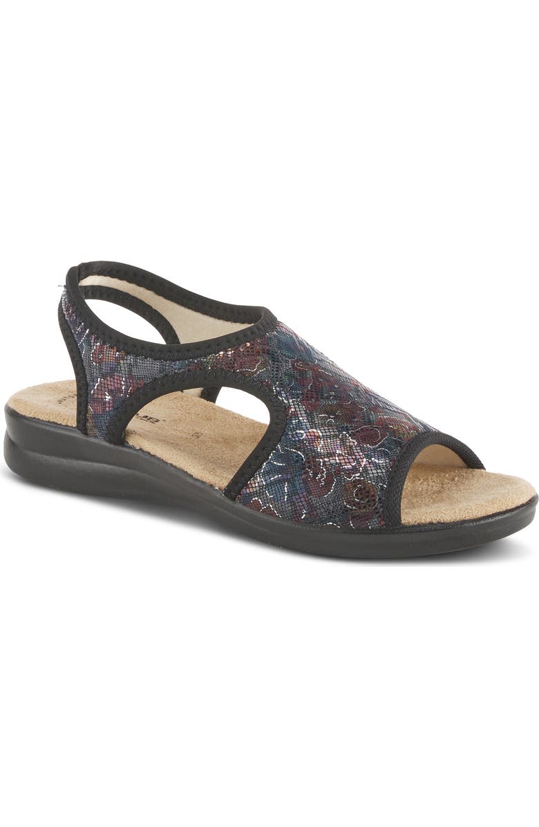 Flexus by Spring Step Nyaman Slingback Sandal, Main, color, Black Multi