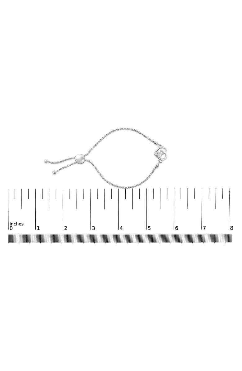 Haus of Brilliance .925 Sterling Silver Diamond Accent Heart Infinity Bolo Adjustable Bracelet, Alternate, color, White