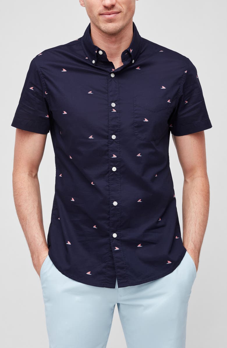 Bonobos Riviera Slim Fit Shark Fin Short Sleeve Button-Down Shirt, Alternate, color, 