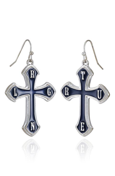 Logo Cross Drop Earrings
