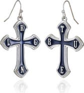True Religion Logo Cross Drop Earrings