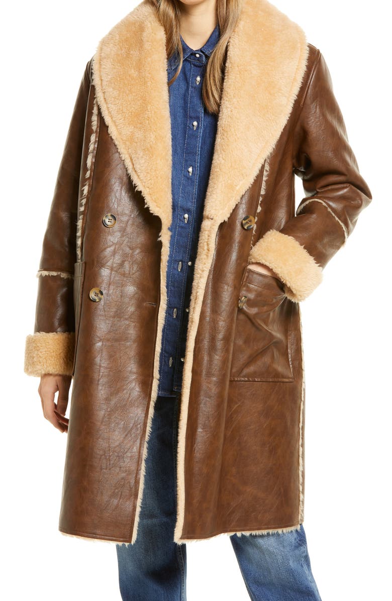 Avec Les Filles Faux Shearling Coat, Main, color, 