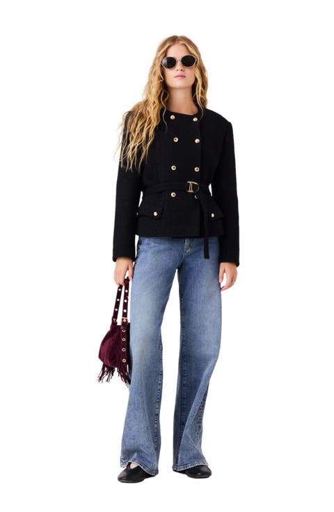 Mid-length double-breasted jacket