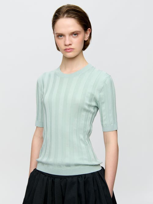 Callas Milano Deeda Crewneck Wide Rib Sweater In Green