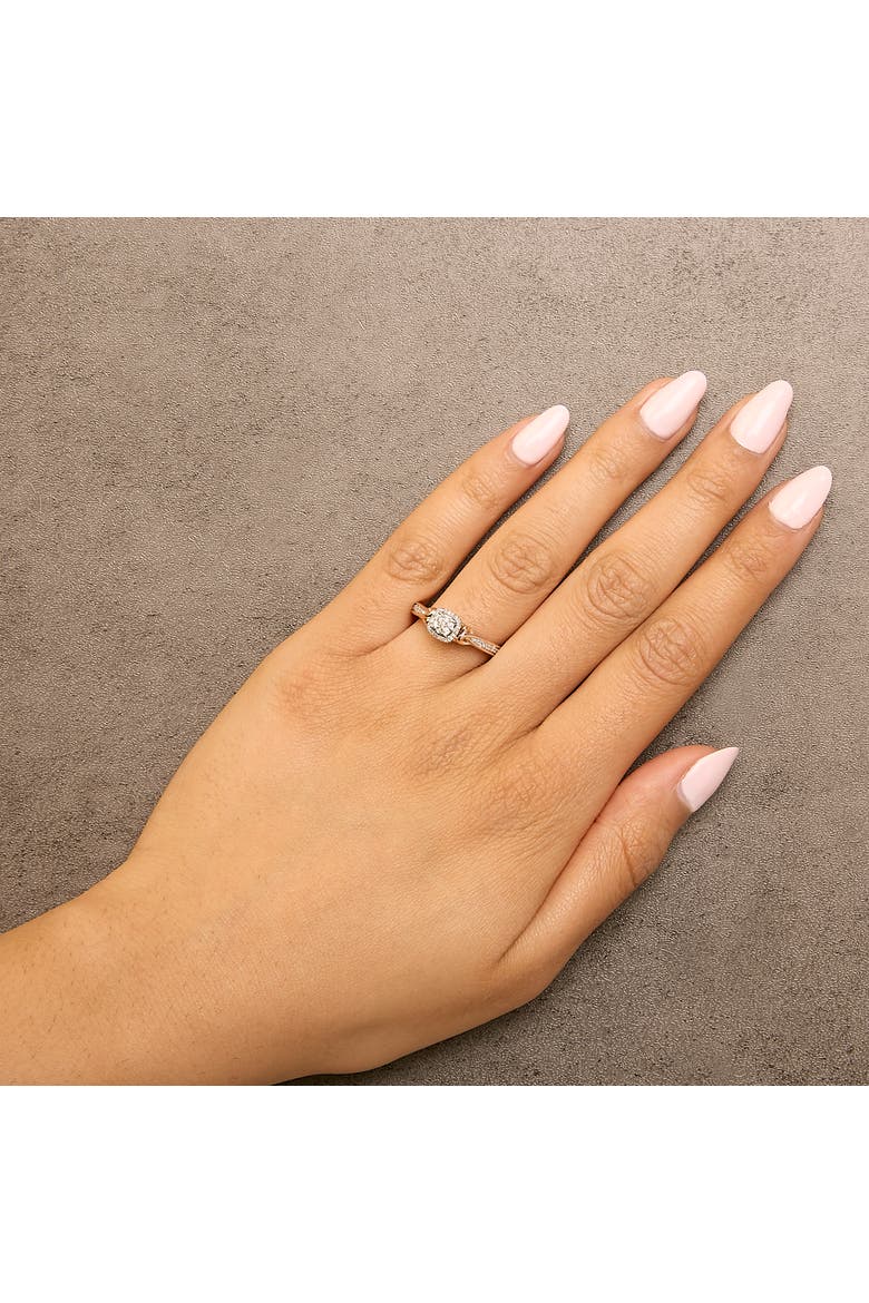 14K Rose Gold Plated Sterling Silver 1/6 Cttw Diamond Knot Cluster Ring, Alternate, color, White Gold over Silver