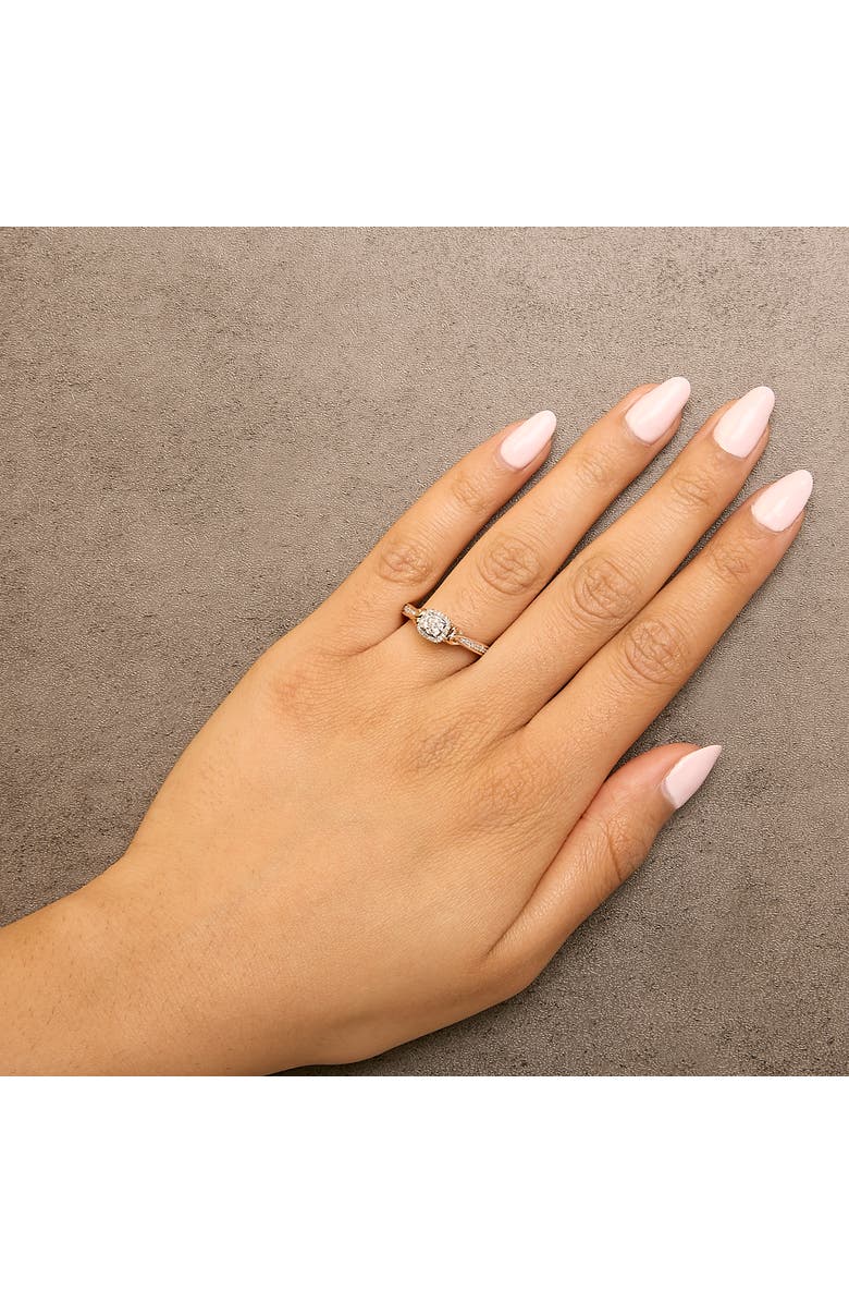 Haus of Brilliance 14K Rose Gold Plated Sterling Silver 1/6 Cttw Diamond Knot Cluster Ring, Alternate, color, White Gold Over Silver