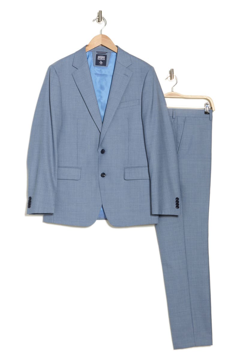 Original Penguin Blue Wool Blend Suit, Alternate, color, Blue/ White
