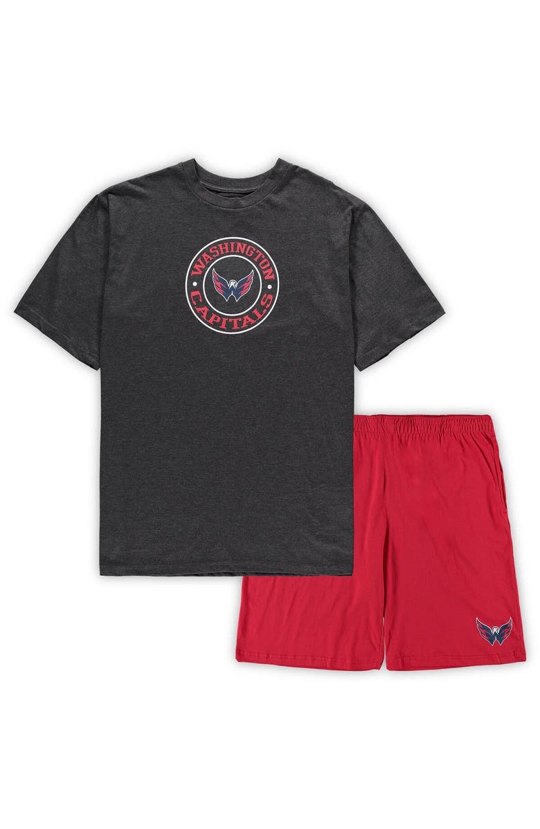 CONCEPTS SPORT Men's Concepts Sport Red/Heathered Charcoal Washington Capitals Big & Tall T-Shirt & Shorts Sleep Set, Main, color, Red