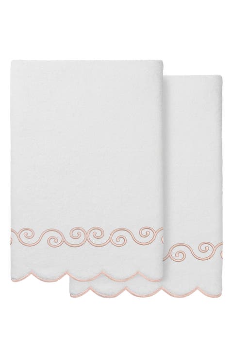 2-Piece Symmetra Embroidered Turkish Cotton Bath Towel Set