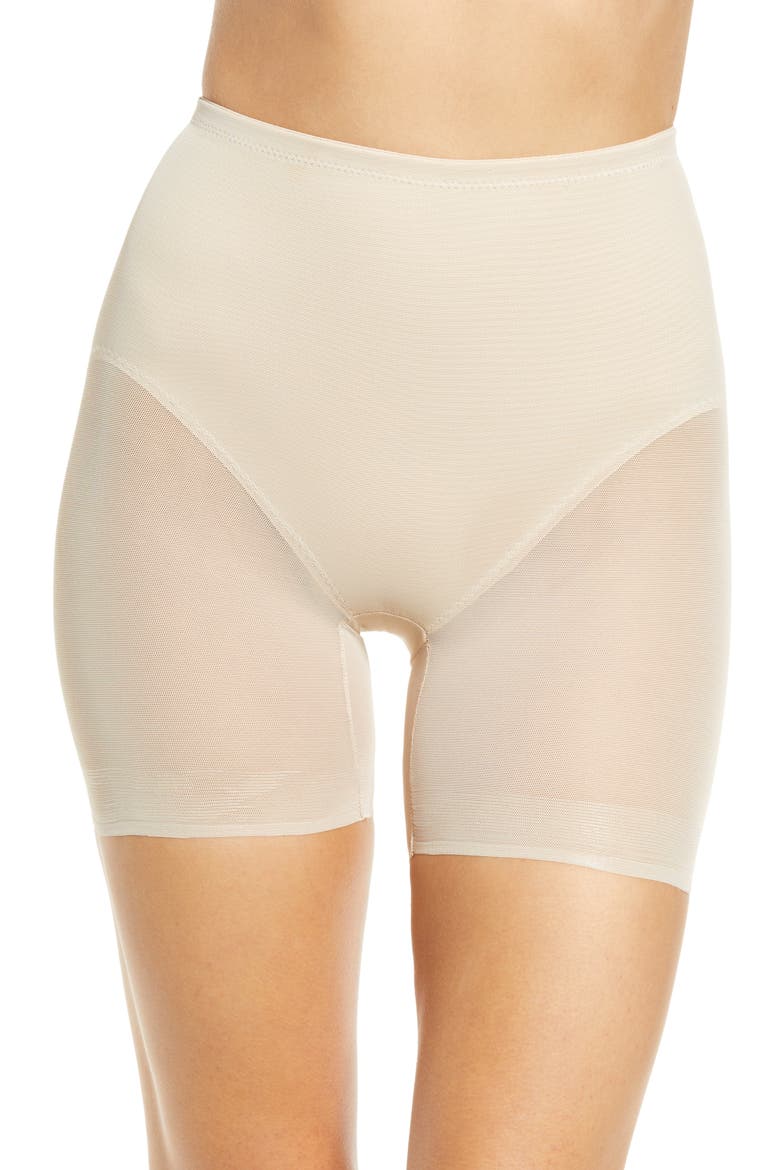 Sexy Sheer Rear Lift Shaping Bike Shorts, Main, color, WARM BEIGE