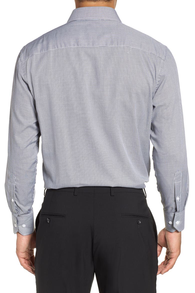 Trim Fit Check Dress Shirt, Alternate, color, BLACK
