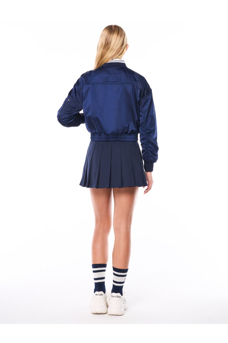 Women's Piano Bomber Jacket, Alternate, color, MARITIME BLUE