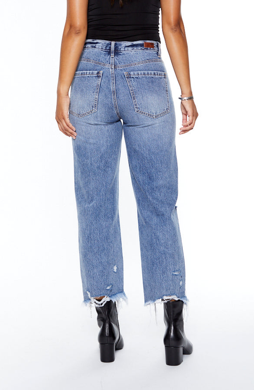 Blue Revival All Chained Up High Rise Cropped Straight Leg Jeans In Angel Falls In Angel Falls