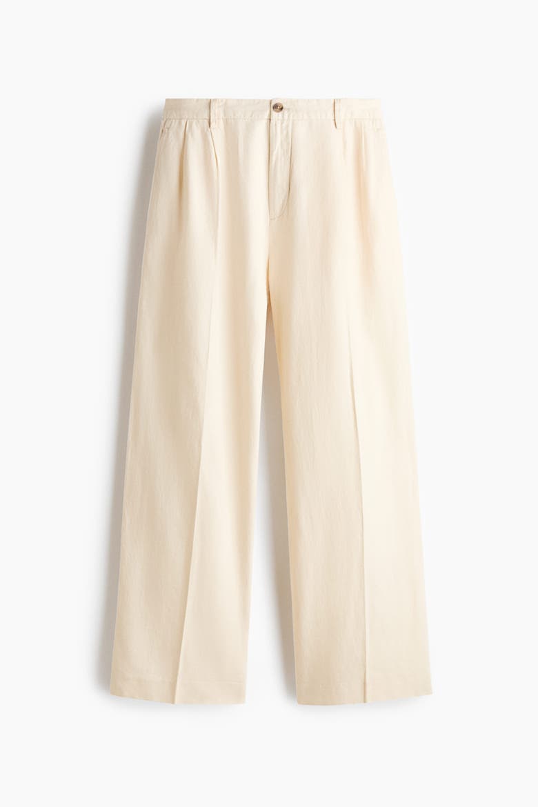 Loose Fit Linen-blend Trousers, Alternate, color, Cream