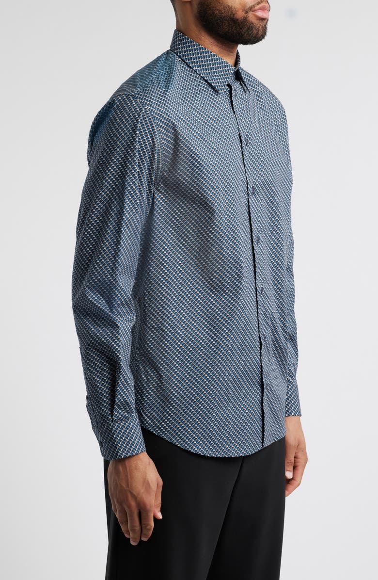 Emporio Armani Microprint Cotton Stretch Poplin Button-Up Shirt, Alternate, color, 
