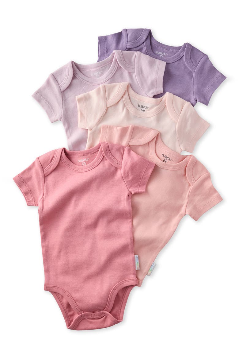 Avery Assorted 5-Pack Organic Cotton Bodysuits, Main, color, PINK