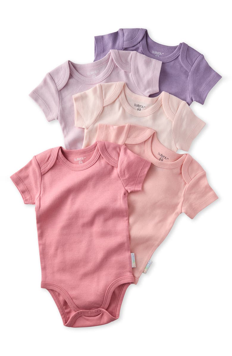 BUTTERBLU Avery Assorted 5-Pack Organic Cotton Bodysuits, Main, color, Pink