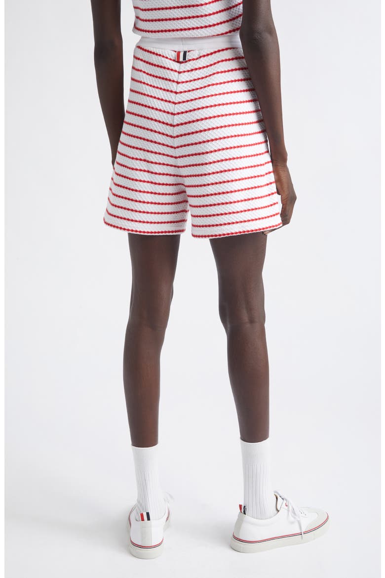 Stripe Cotton Honeycomb Jacquard Shorts, Alternate, color, WHITE/ RED