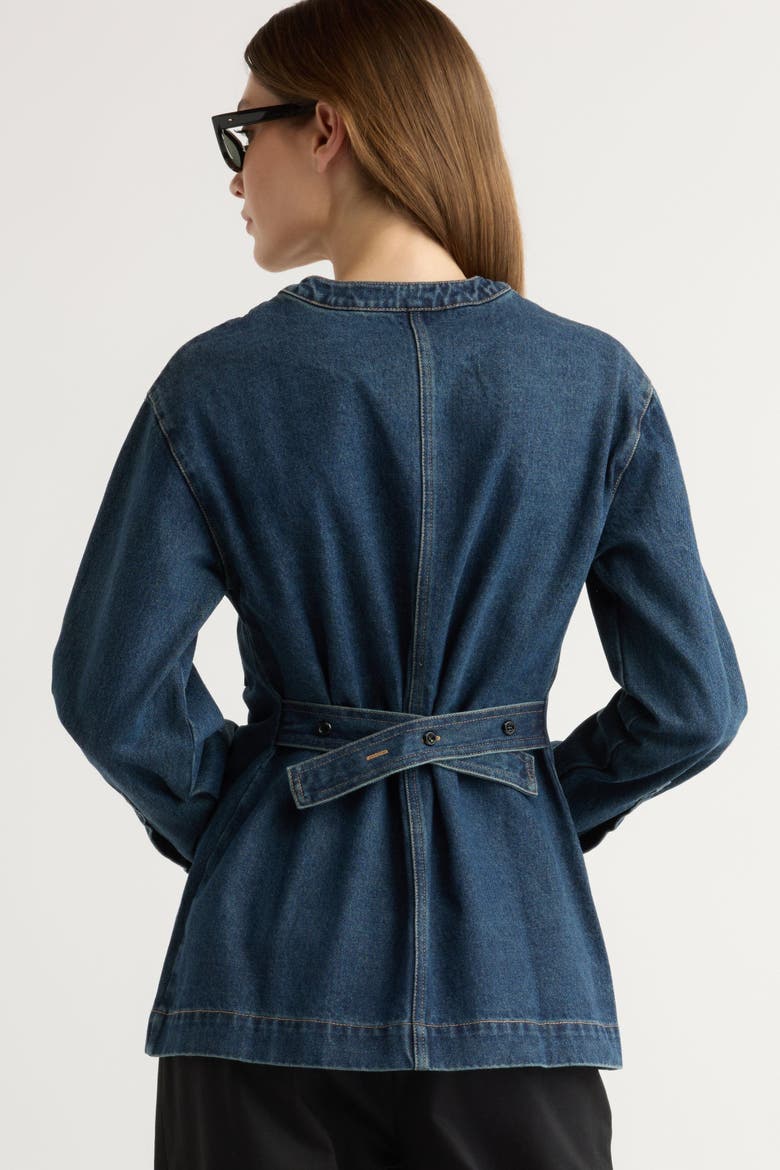 Emmett Structured-Sleeve Denim Jacket, Alternate, color, Indigo