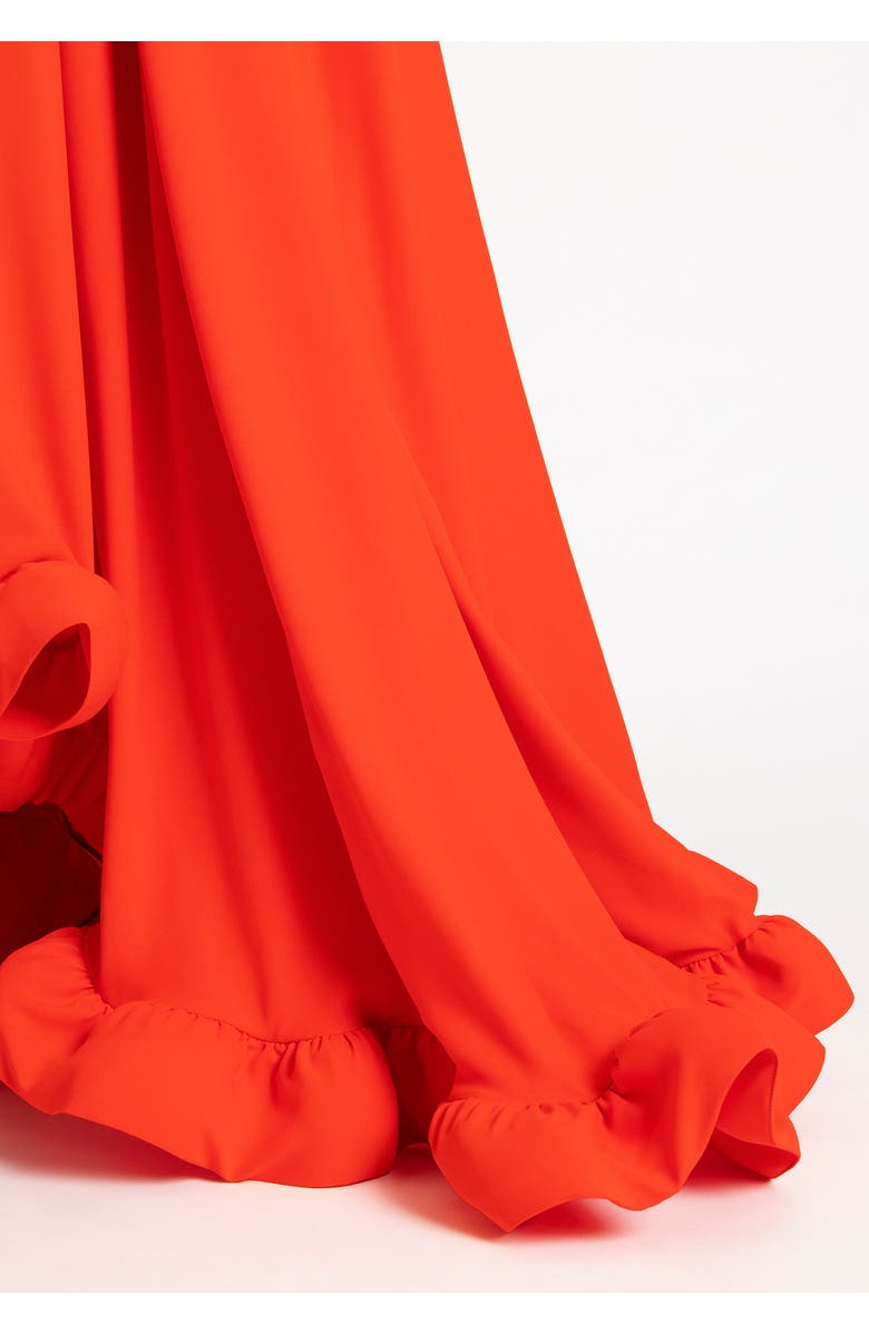 ELOQUII Dramatic One-Shoulder Ruffle Gown, Alternate, color, Bright Orange