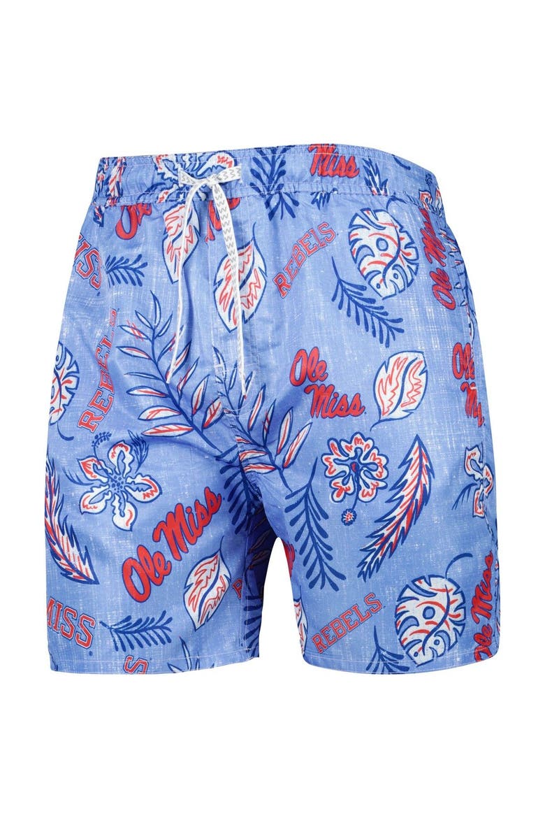 Men's Wes & Willy Powder Blue Ole Miss Rebels Vintage Floral Swim Trunks, Alternate, color, Powder Blue