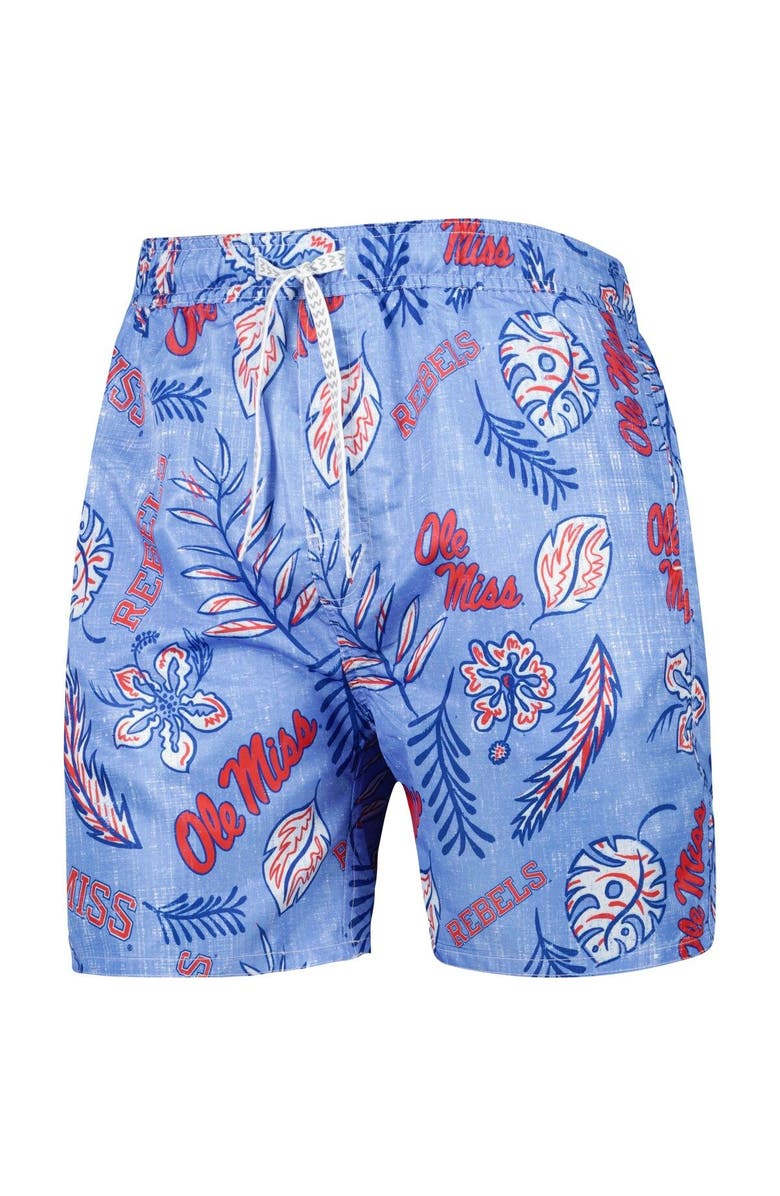 Wes & Willy Men's Wes & Willy Powder Blue Ole Miss Rebels Vintage Floral Swim Trunks, Alternate, color,