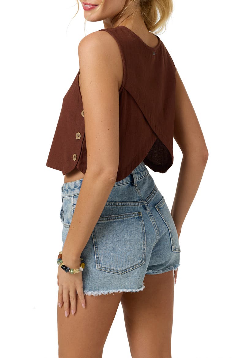 Sanders Side Button Crop Tank, Alternate, color, COCONUT BROWN