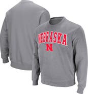COLOSSEUM Men's Colosseum Heather Gray Nebraska Huskers Arch & Logo Pullover Sweatshirt