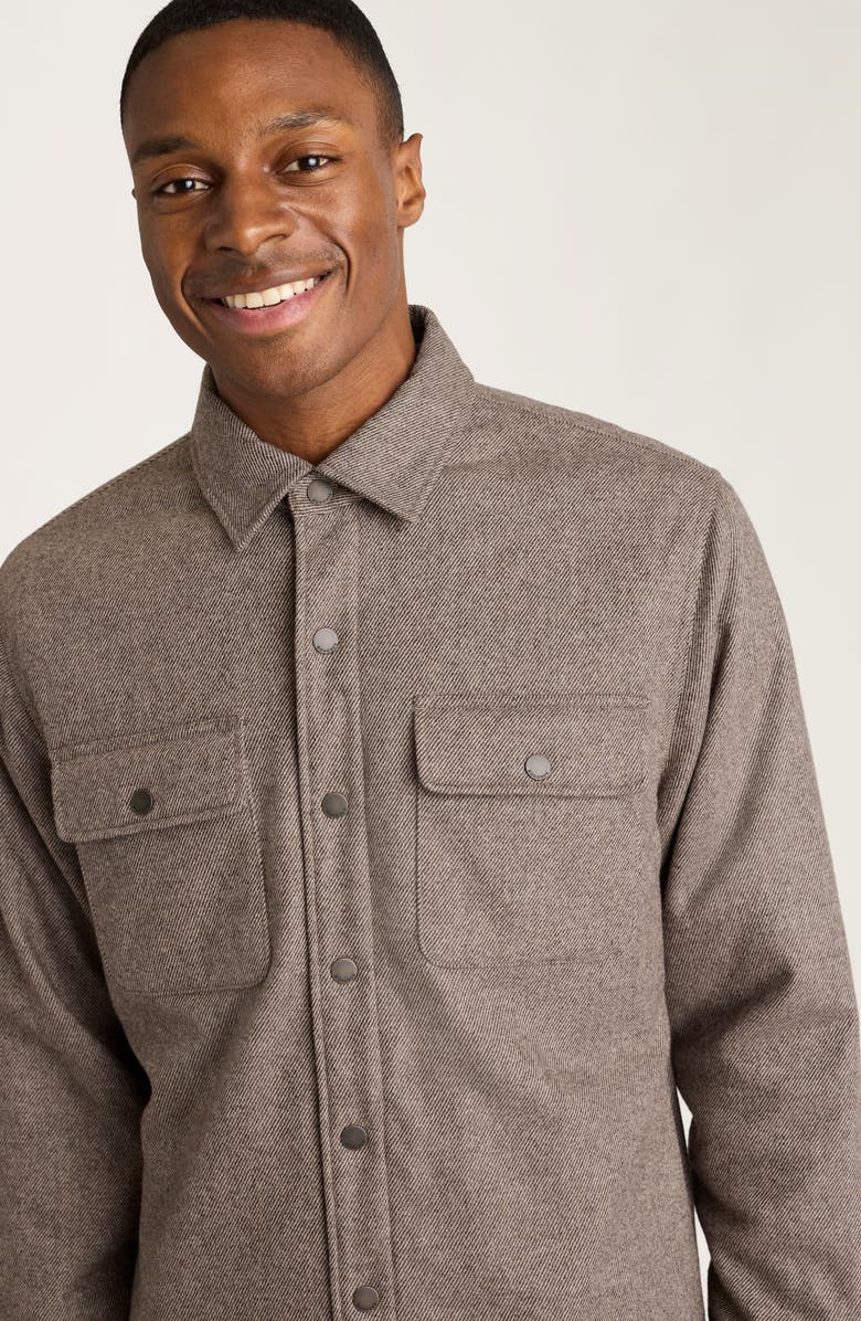 Bonobos Brushed Wool Blend Twill Shacket, Alternate, color, Brown Twill
