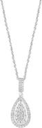 EFFY Sterling Silver Pavé Diamond Teardrop Pendant Necklace