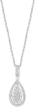 EFFY Sterling Silver Pavé Diamond Teardrop Pendant Necklace