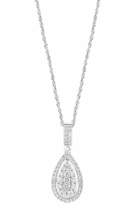 EFFY Sterling Silver Pavé Diamond Teardrop Pendant Necklace