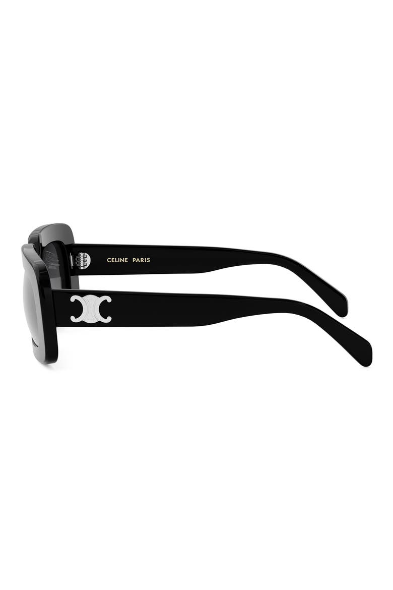Triomphe 53mm Rectangular Sunglasses, Alternate, color, SHINY BLACK / SMOKE