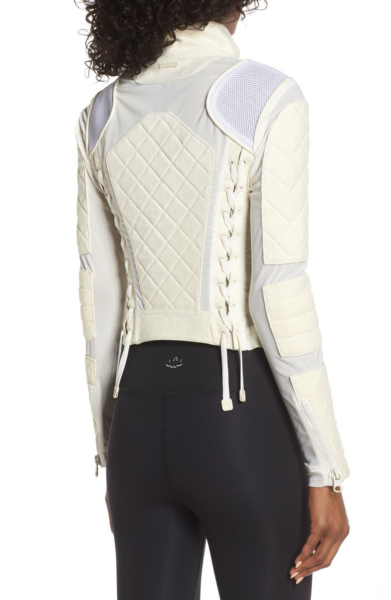 Blanc Noir Suede & Mesh Moto Jacket, Alternate, color, 