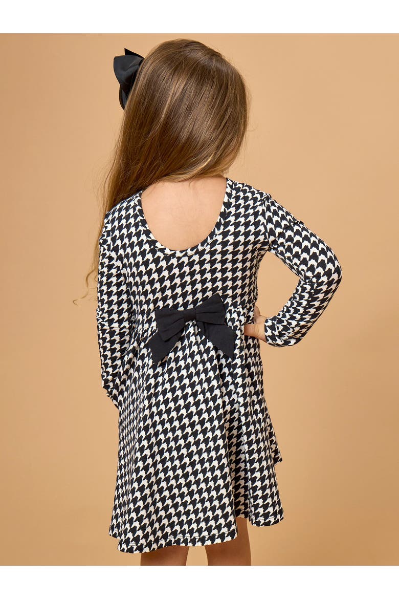 Baby Girls Knit Long Sleeve Twirl Dress, Alternate, color, Black Houndstooth