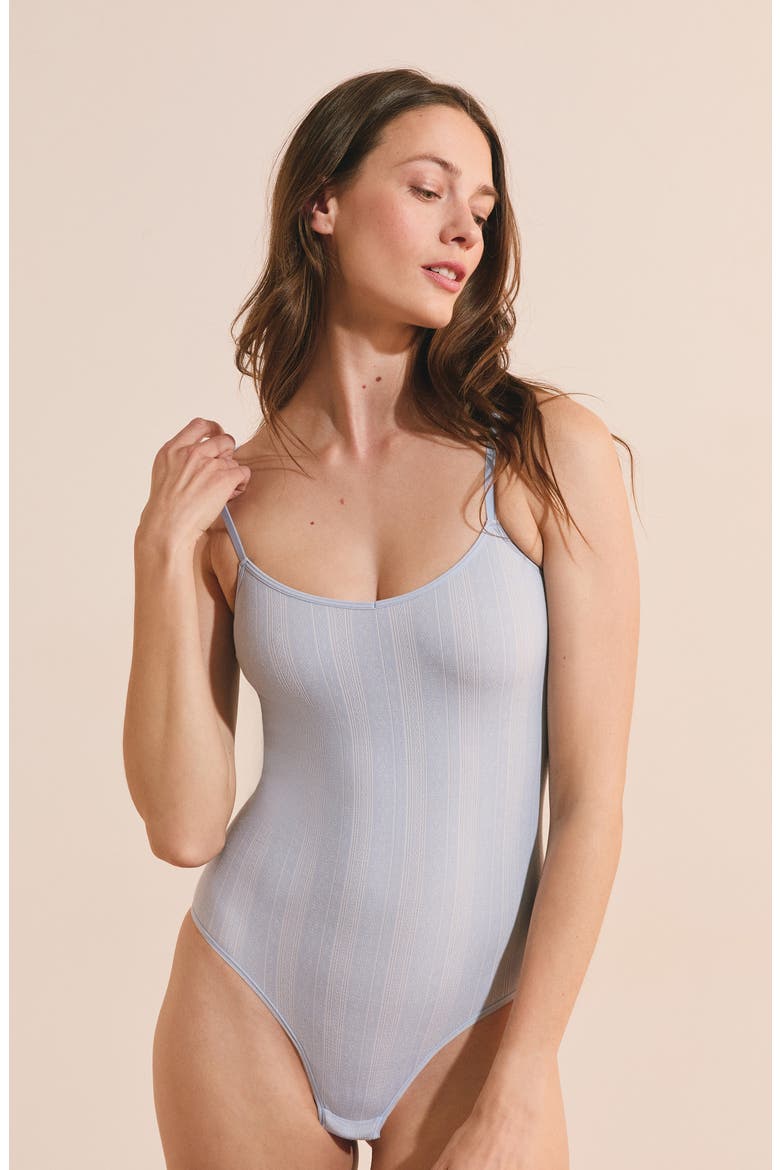 Daily Seamless Ribbed Scoop Neck Bodysuit, Alternate, color, BLEU