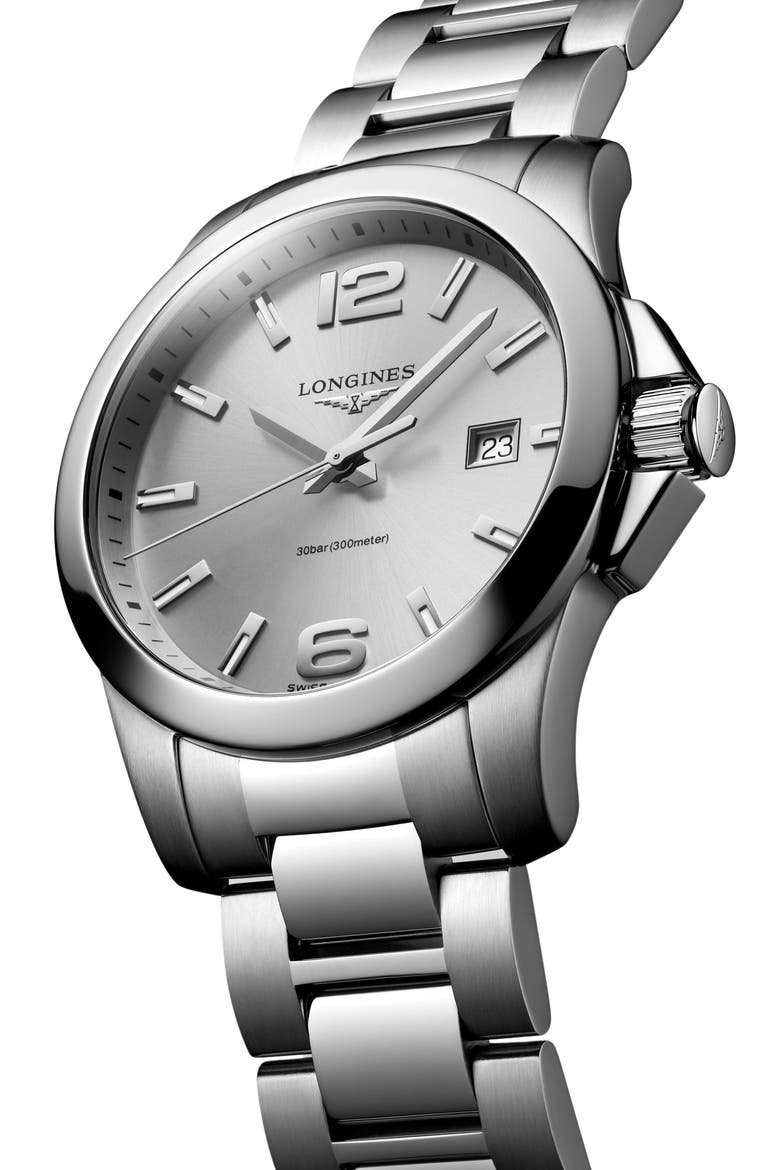 Conquest Bracelet Watch, 41mm, Alternate, color, SILVER