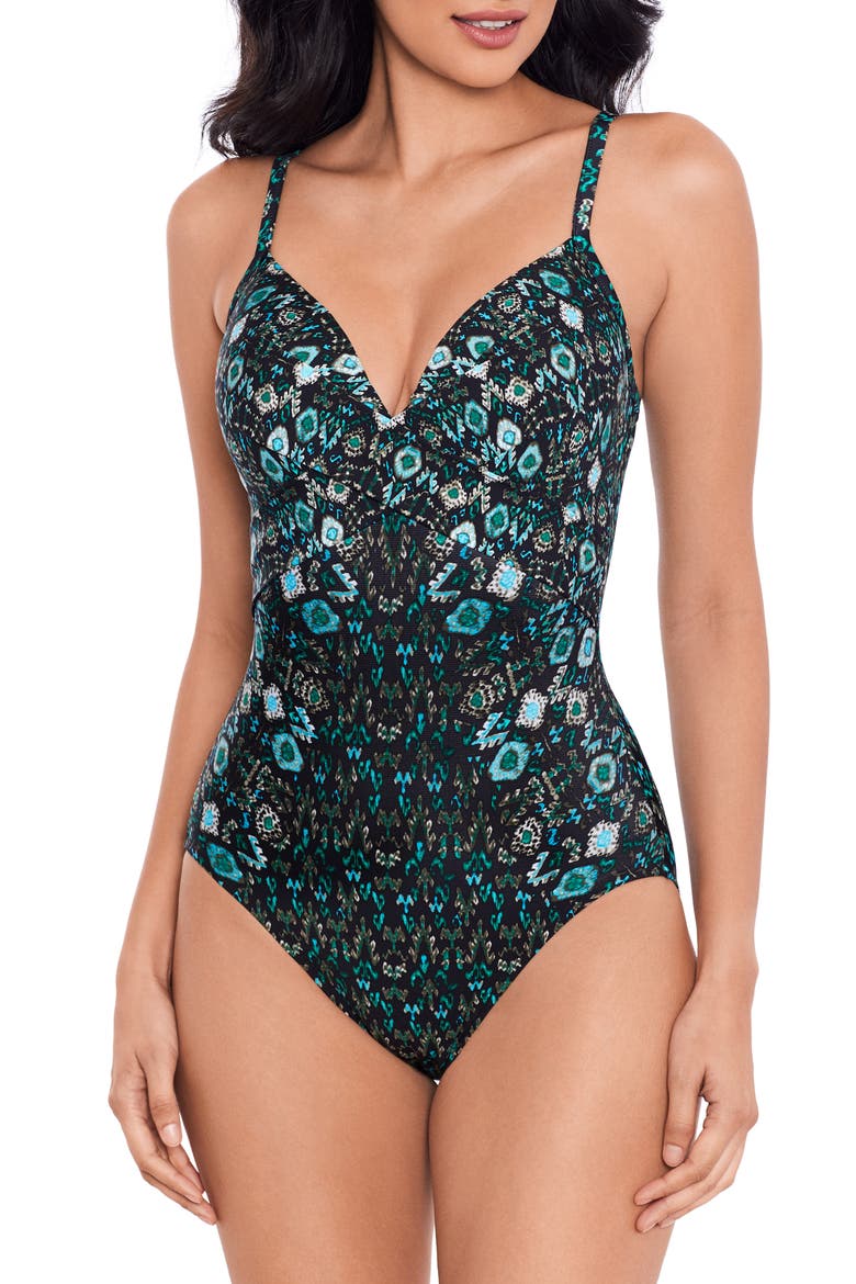 Bijoux Captivate One-Piece Swimsuit, Main, color, BLACK BLUE