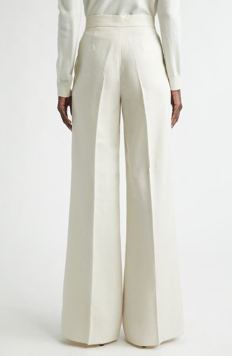Max Mara Badesse High Waist Wide Leg Linen Pants, Alternate, color, Beige