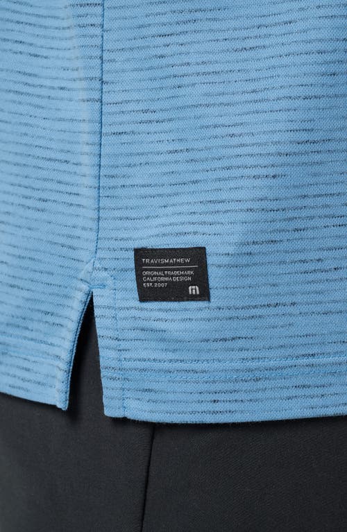 Travismathew Base Jump Stripe Cotton Blend Polo In Blue