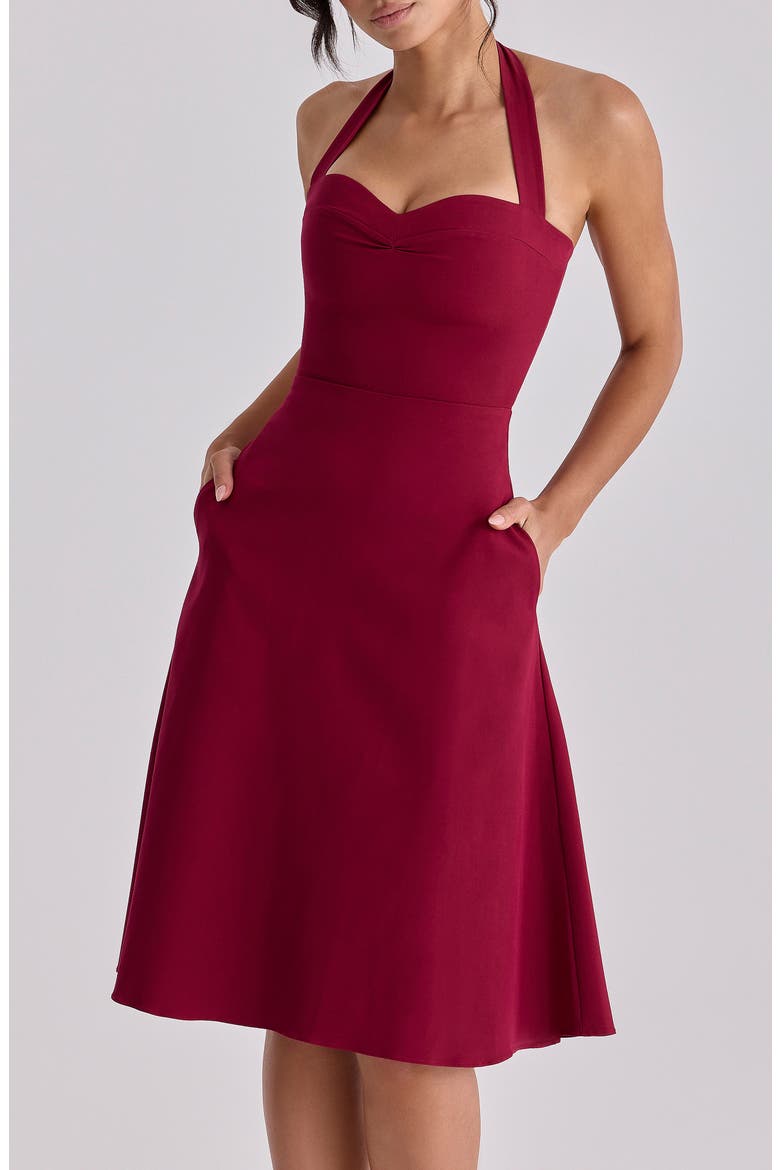 Carolla Halter Minidress, Alternate, color, WINE