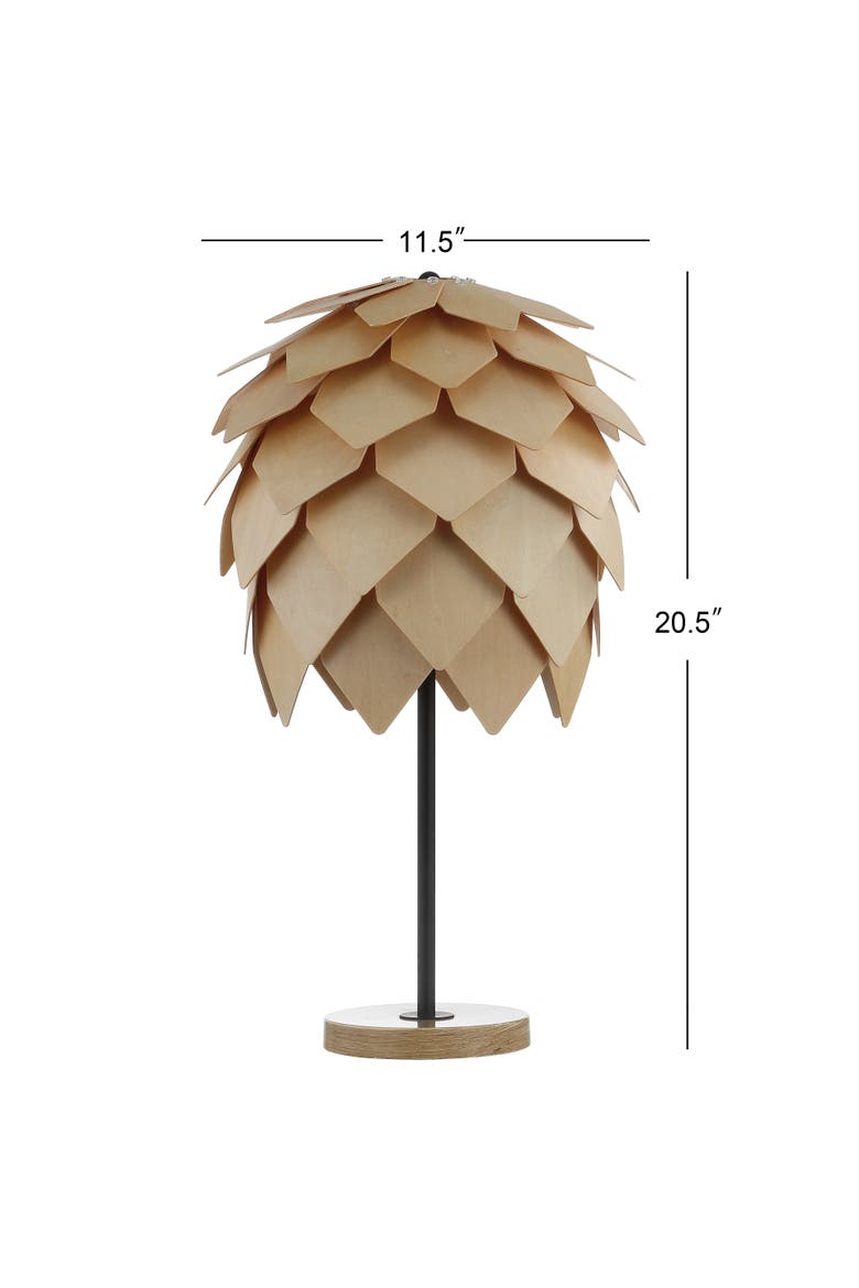 Simon 20.5" Pinecone Wood/Metal LED Table Lamp, Natural/Black, Alternate, color, Natural/Black
