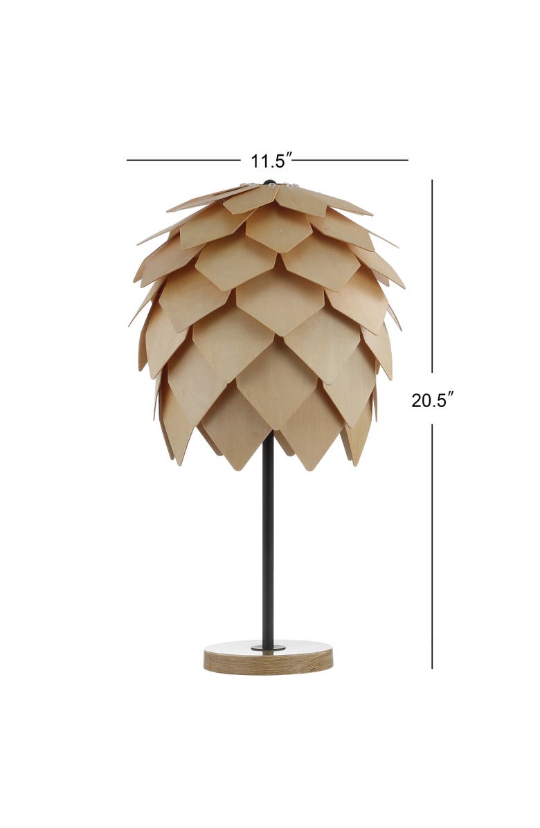 JONATHAN Y Simon 20.5" Pinecone Wood/Metal LED Table Lamp, Natural/Black, Alternate, color, Natural/Black